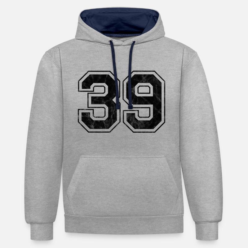 Numéro 39 - Sweat à capuche contrasté - gris chiné/bleu marine