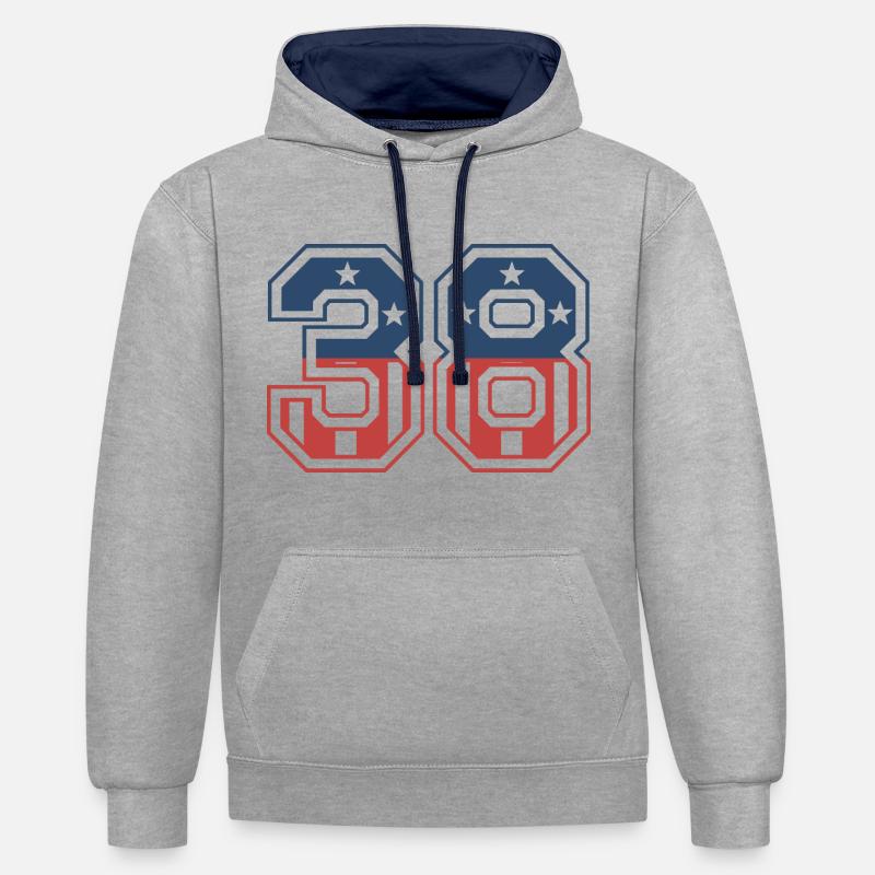 Numéro 38 États-Unis - Sweat à capuche contrasté - gris chiné/bleu marine