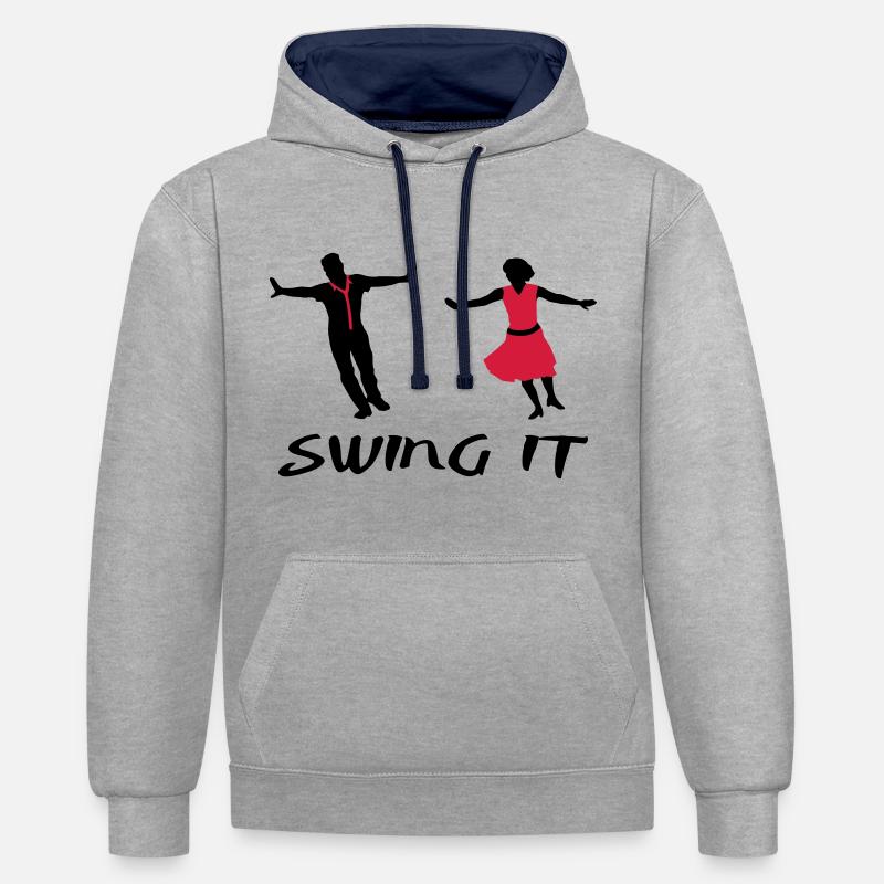 Swing it, Swing dance - Kontrast-Hoodie - Grau meliert/Navy