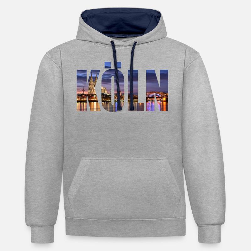 KÖLN SKYLINE - Kontrast-Hoodie - Grau meliert/Navy