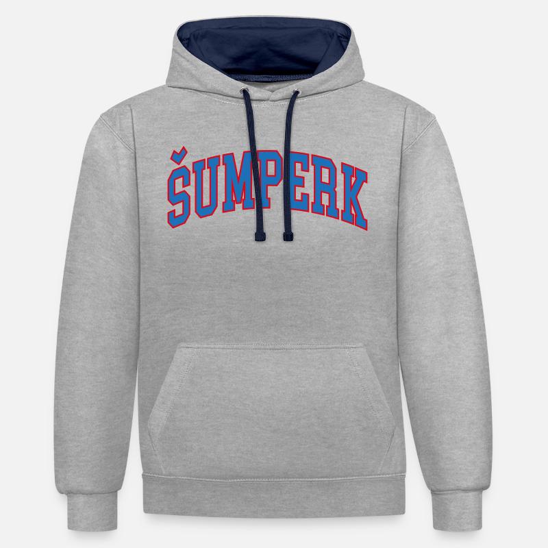 Šumperk - Sweat à capuche contrasté - gris chiné/bleu marine