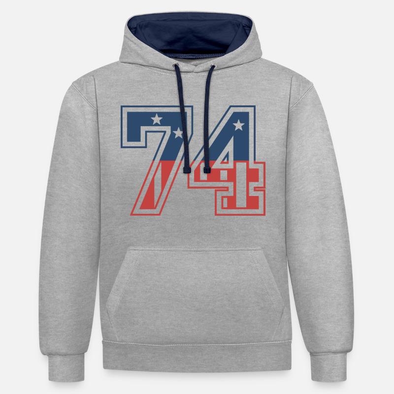 Numéro 74 États-Unis - Sweat à capuche contrasté - gris chiné/bleu marine