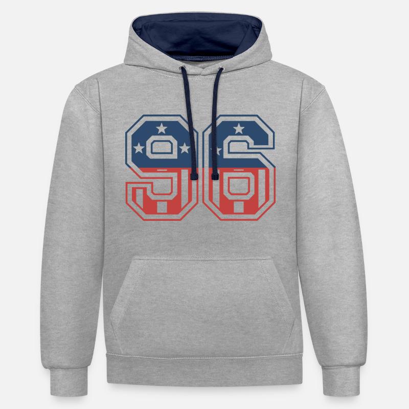Numéro 96 États-Unis - Sweat à capuche contrasté - gris chiné/bleu marine