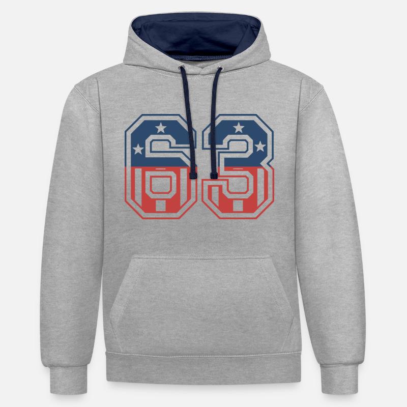 Numéro 63 États-Unis - Sweat à capuche contrasté - gris chiné/bleu marine