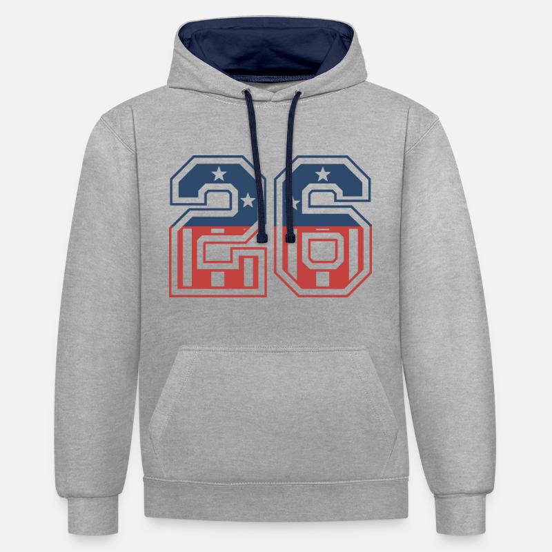 Numéro 26 États-Unis - Sweat à capuche contrasté - gris chiné/bleu marine