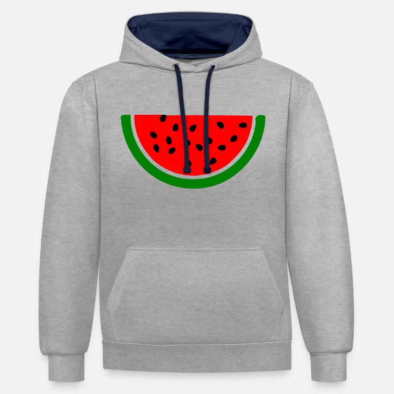 Melon pastèque - Sweat à capuche contrasté - gris chiné/bleu marine