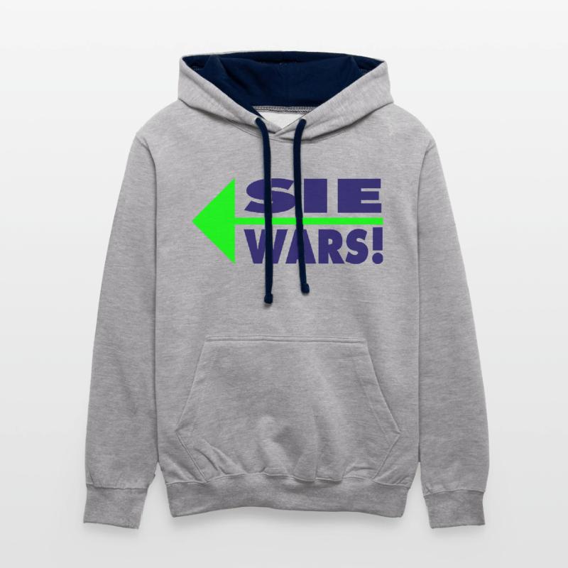 Sie wars! Partner- oder Partyshirt Kontrast-Hoodie