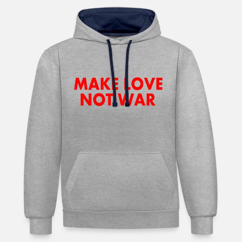 Make love not war - Sweat à capuche contrasté - gris chiné/bleu marine