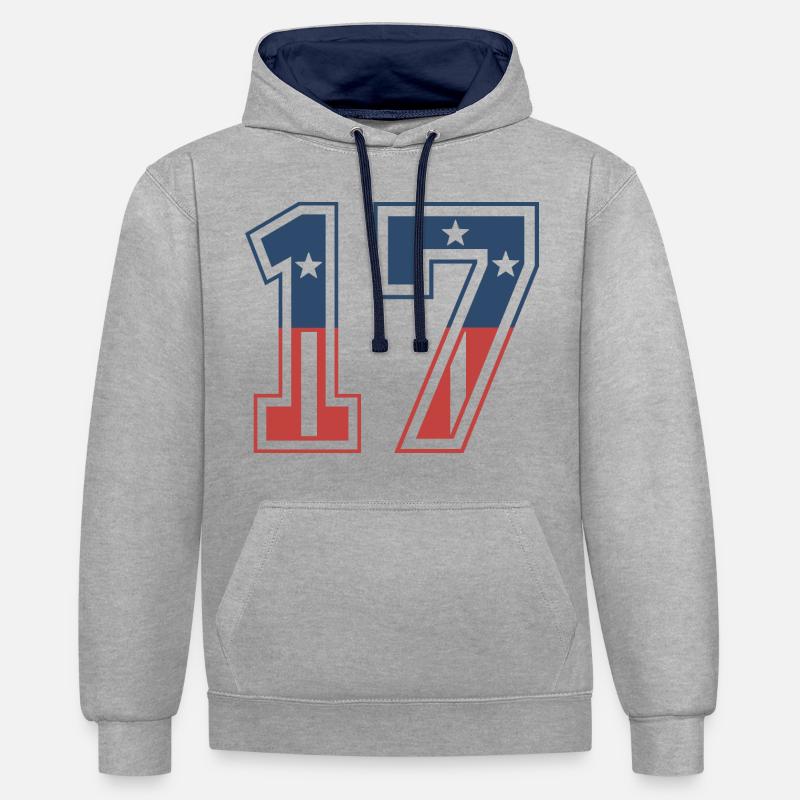 Numéro 17 États-Unis - Sweat à capuche contrasté - gris chiné/bleu marine