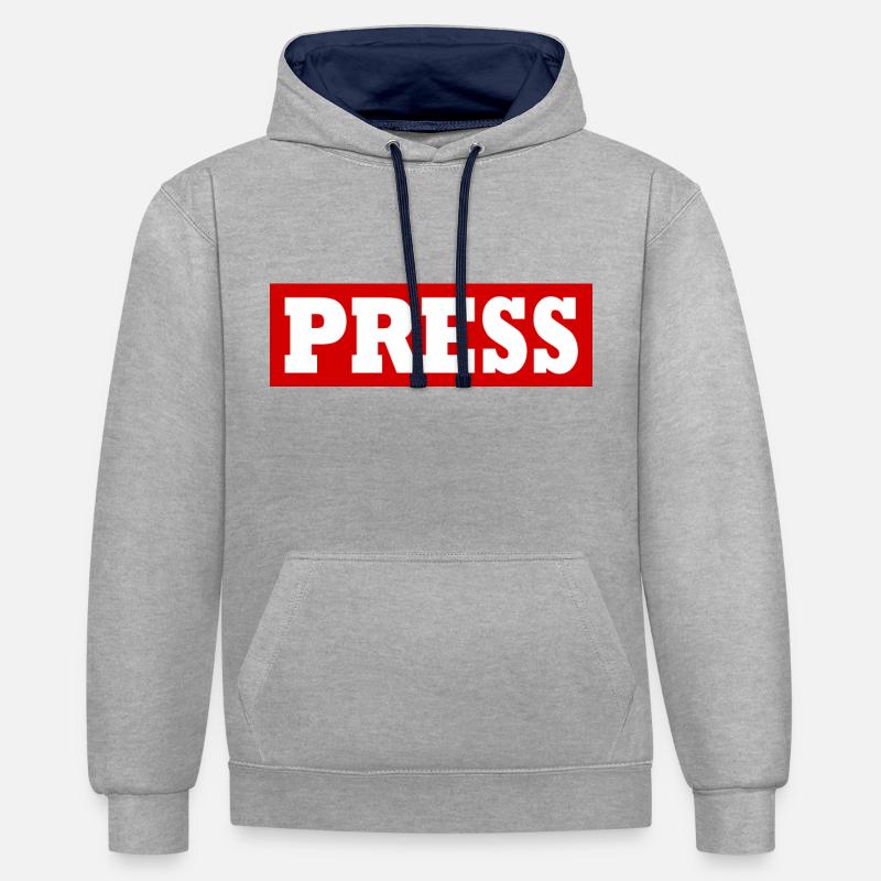 Press - Sweat à capuche contrasté - gris chiné/bleu marine