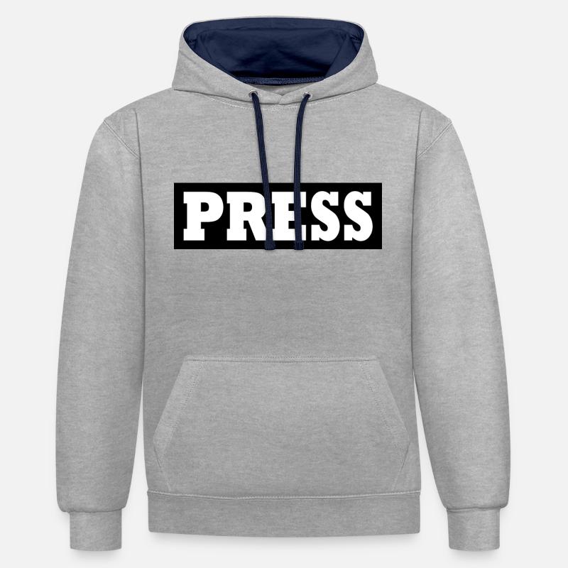 Press - Sweat à capuche contrasté - gris chiné/bleu marine