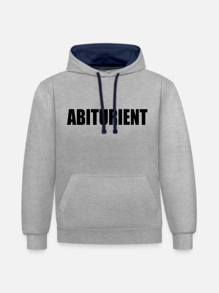 Abiturient - Kontrast-Hoodie - Grau meliert/Navy