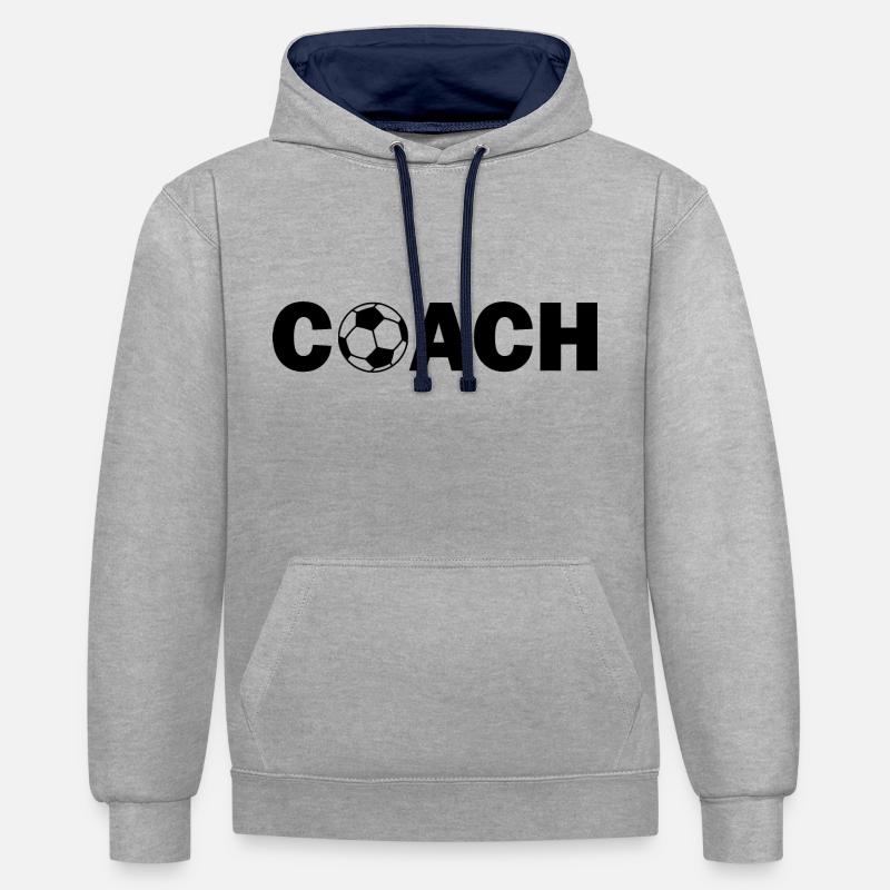 Coach - Sweat à capuche contrasté - gris chiné/bleu marine