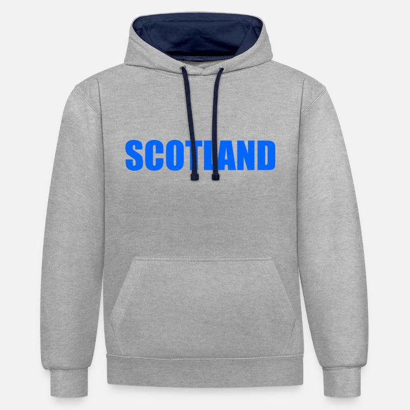 drapeau ecosse - Sweat à capuche contrasté - gris chiné/bleu marine