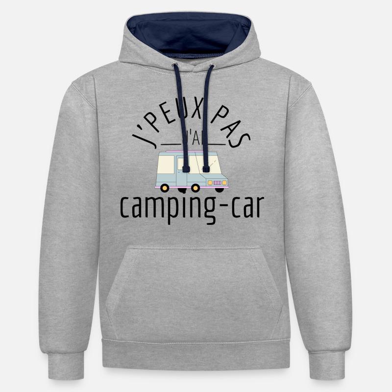 j'peux pas j'ai camping-car - Sweat à capuche contrasté - gris chiné/bleu marine