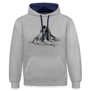 Matterhorn Berg, Alpen, Schweiz Horn mountains - Kontrast-Hoodie - Grau meliert/Navy - Vorne - Liana (172cm) & Jaron (178cm)