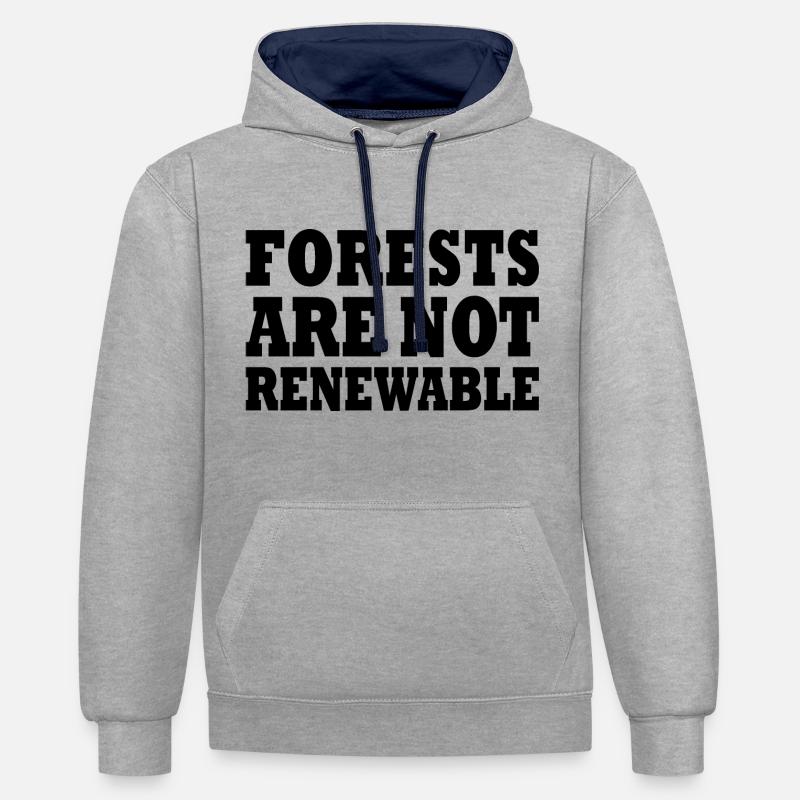 forests are not renewable - Sweat à capuche contrasté - gris chiné/bleu marine