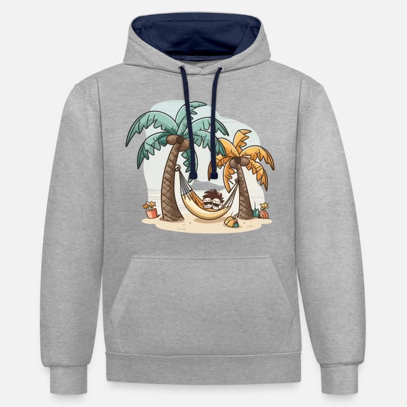 Le gourou de la relaxation - Sweat à capuche contrasté - gris chiné/bleu marine
