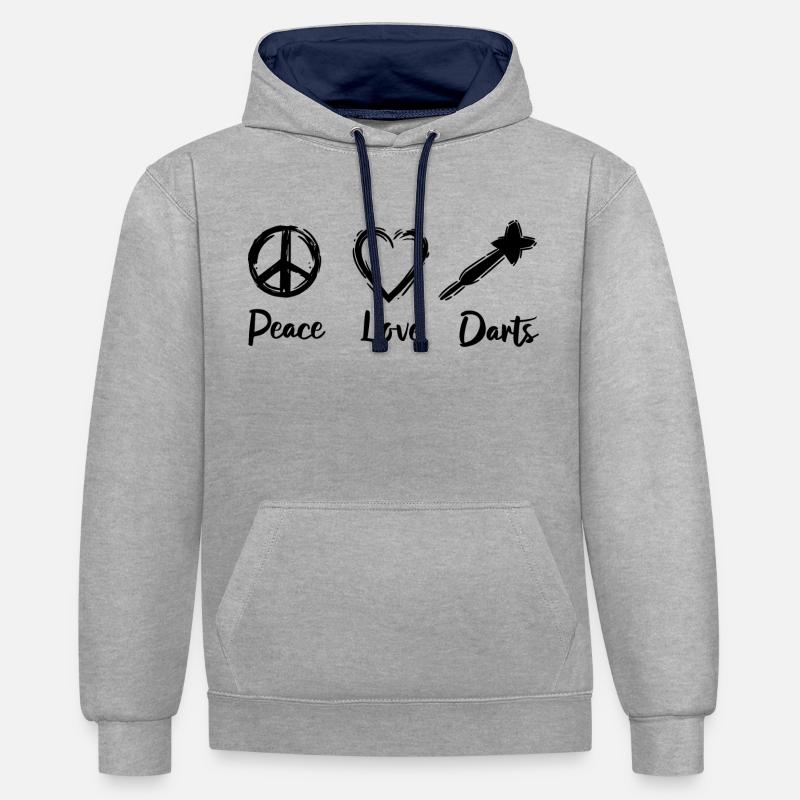 J’adore les fléchettes - Sweat à capuche contrasté - gris chiné/bleu marine