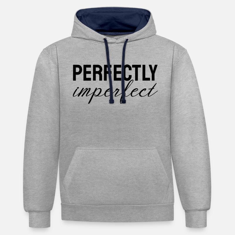 Parfaitement imparfait - Sweat à capuche contrasté - gris chiné/bleu marine