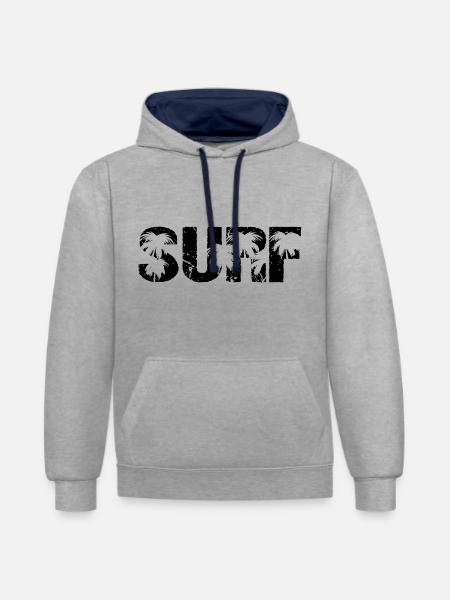 Surf Palms Surfing Surfers - Contrast hoodie - heather grey/navy