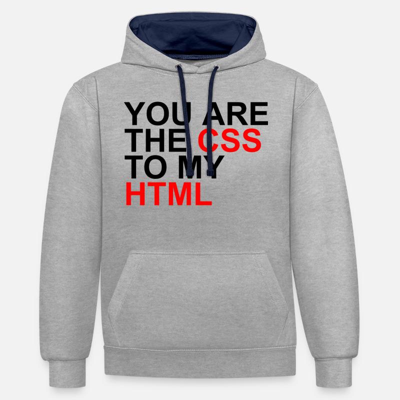 css à mon html - Sweat à capuche contrasté - gris chiné/bleu marine