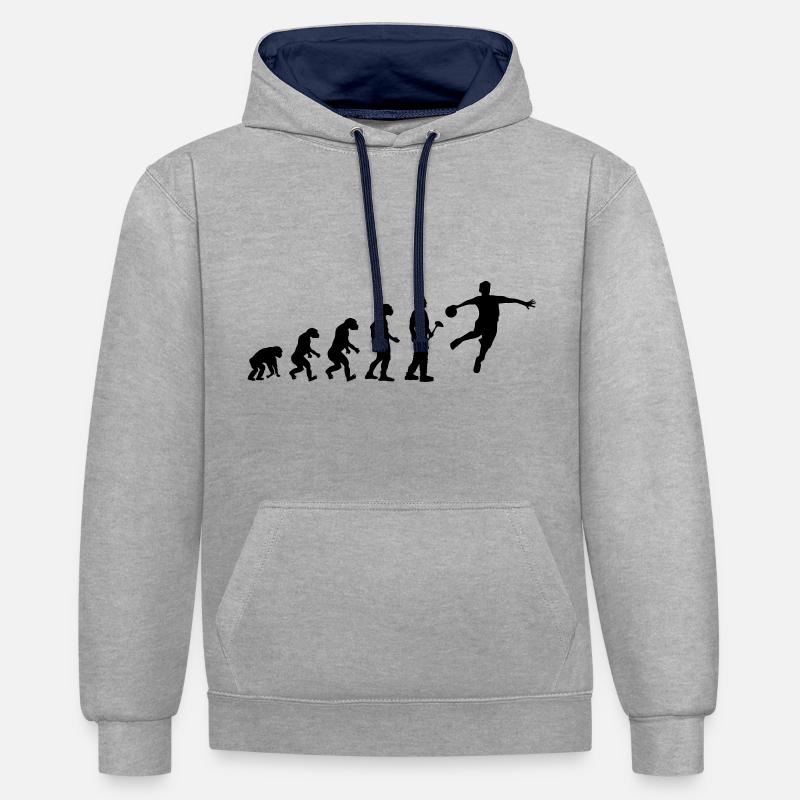 handball Evolution - Sweat à capuche contrasté - gris chiné/bleu marine