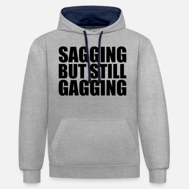 sagging but still gagging - Sweat à capuche contrasté - gris chiné/bleu marine