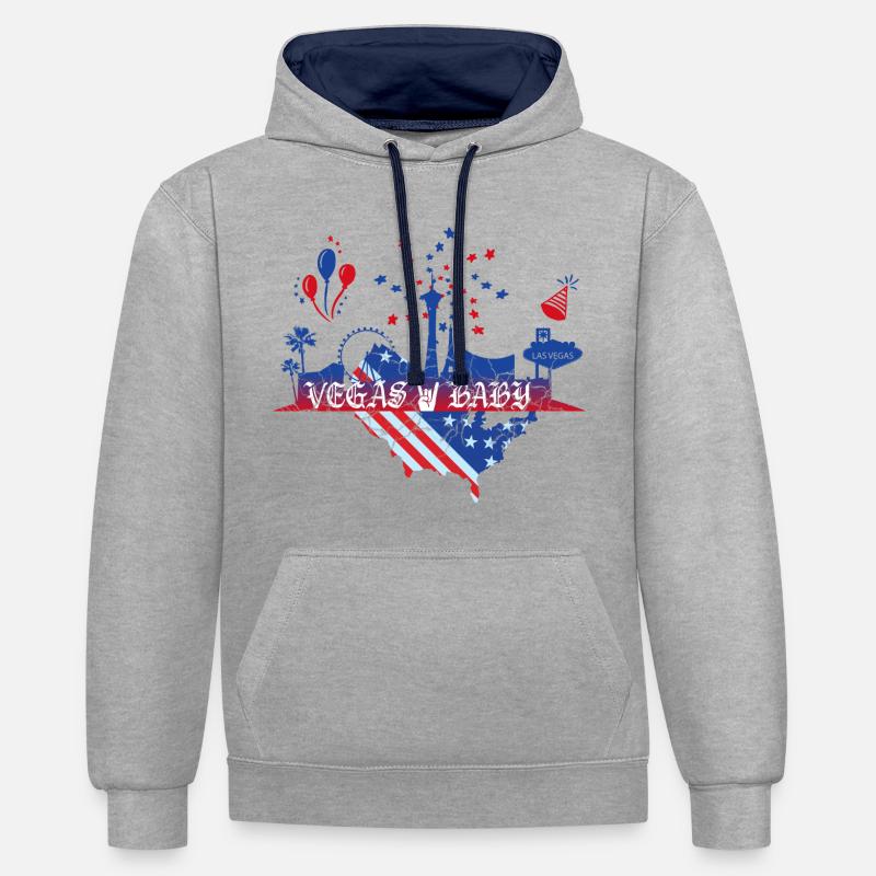Bébé de Las Vegas - Sweat à capuche contrasté - gris chiné/bleu marine