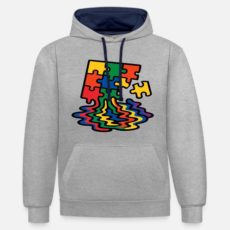 Rainbow Puzzle Arbre Splash - Sweat à capuche contrasté - gris chiné/bleu marine
