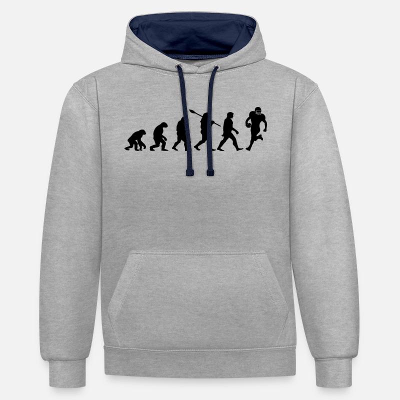 Evolution Rugby - Sweat à capuche contrasté - gris chiné/bleu marine