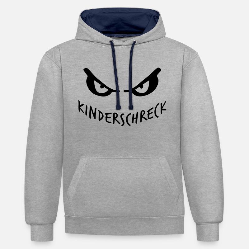 enfants effrayés - Sweat à capuche contrasté - gris chiné/bleu marine