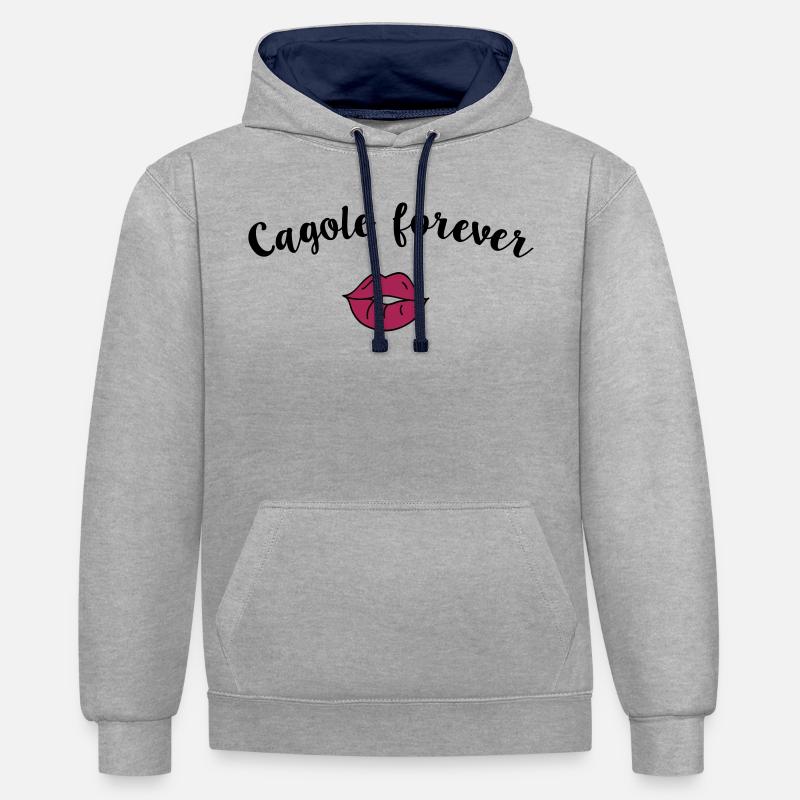 cagole forever - Sweat à capuche contrasté - gris chiné/bleu marine