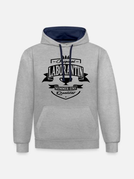 laborantin - Kontrast-Hoodie - Grau meliert/Navy