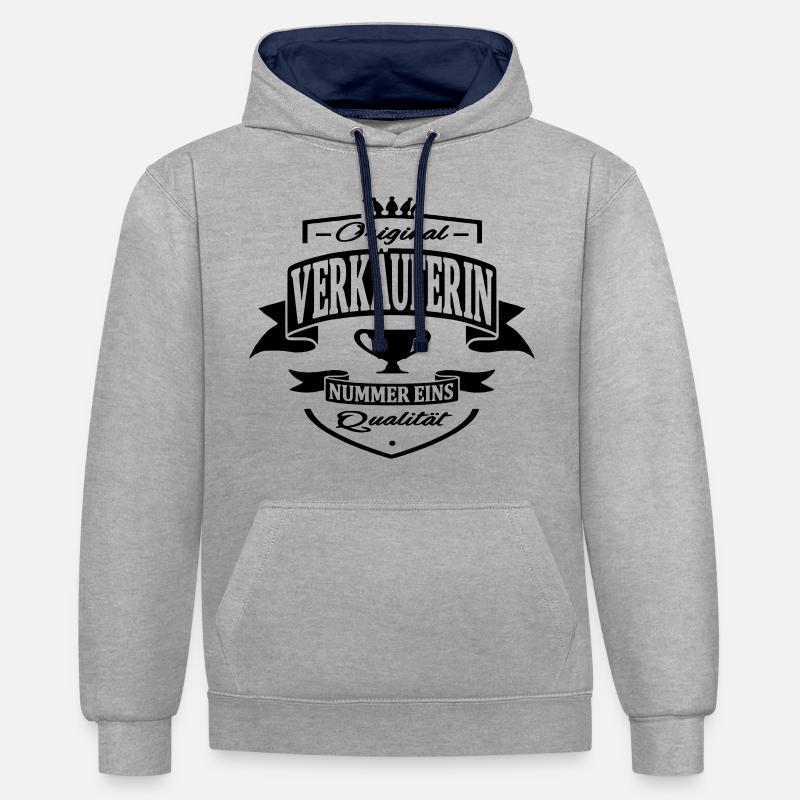 verkäuferin - Kontrast-Hoodie - Grau meliert/Navy