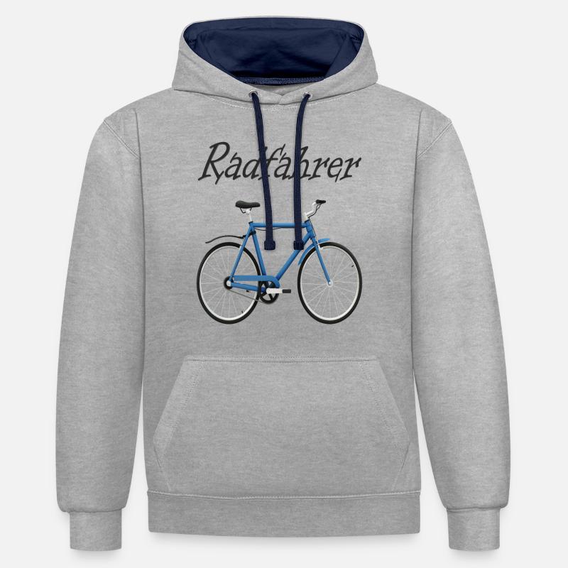 Conception de vélo - Sweat à capuche contrasté - gris chiné/bleu marine