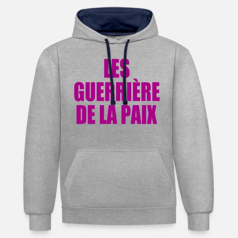 les guerrière de la paix - Sweat à capuche contrasté - gris chiné/bleu marine