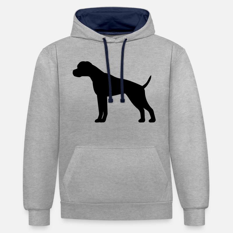 Boxer - Sweat à capuche contrasté - gris chiné/bleu marine