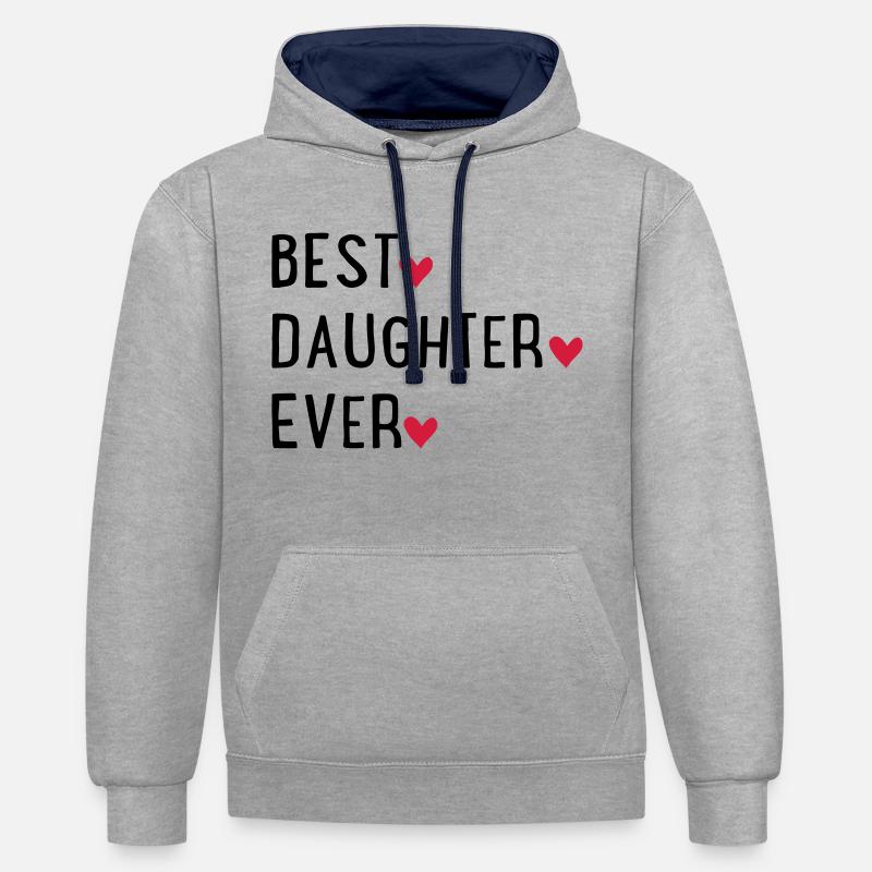 Fille - Sweat à capuche contrasté - gris chiné/bleu marine