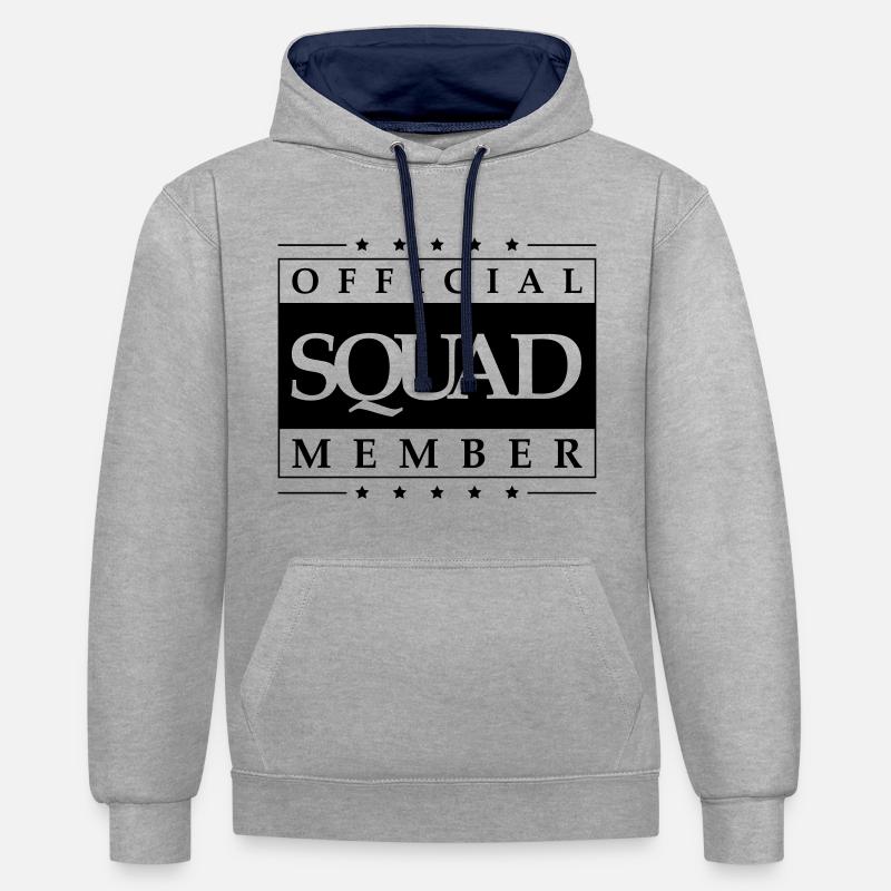 Squad member - Sweat à capuche contrasté - gris chiné/bleu marine