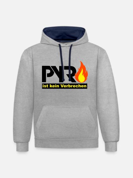 Pyro - Kontrast-Hoodie - Grau meliert/Navy