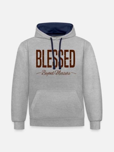 BLESSED Beyond Measure grunge - Contrast hoodie - heather grey/navy