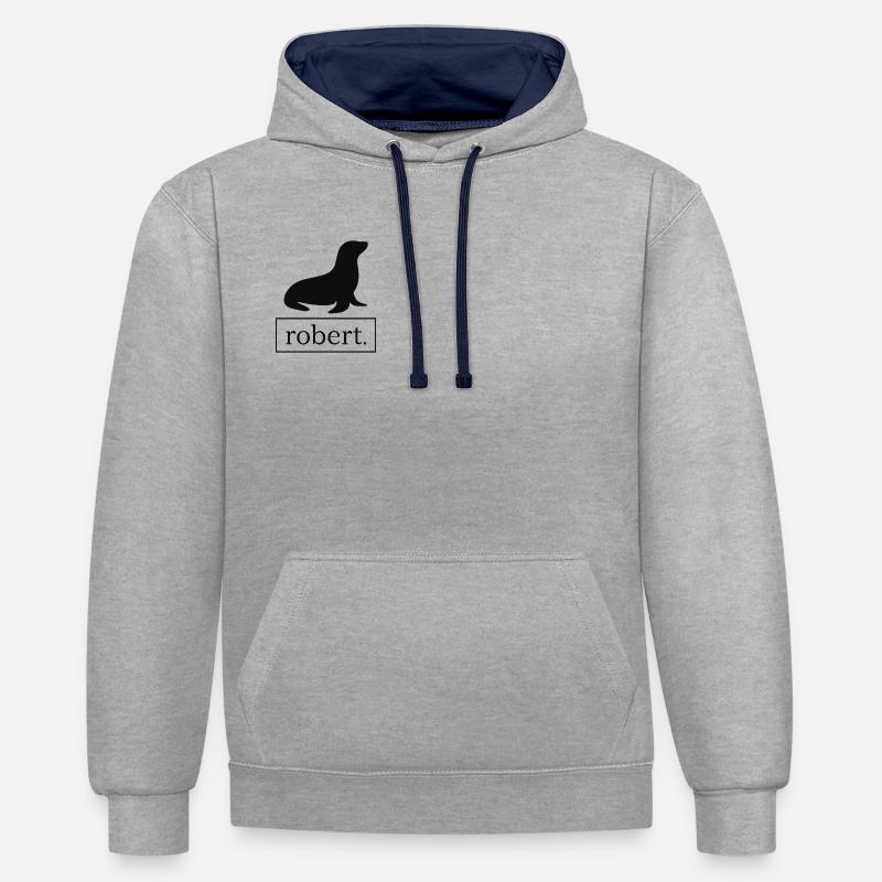 Robert phoque / phoque / Lion de mer - Sweat à capuche contrasté - gris chiné/bleu marine