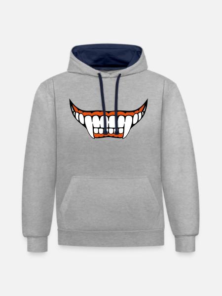 Vampire's teeth - Contrast hoodie - heather grey/navy