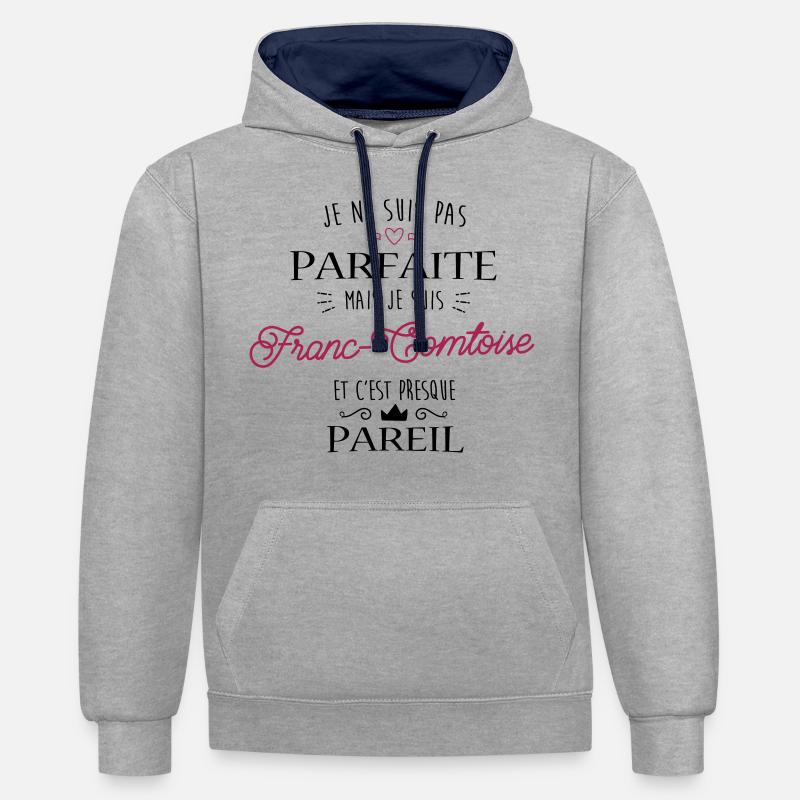 Franc Comtoise - Sweat à capuche contrasté - gris chiné/bleu marine