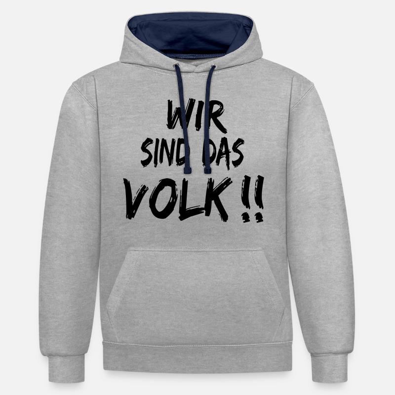 Nous sommes le peuple - Sweat à capuche contrasté - gris chiné/bleu marine