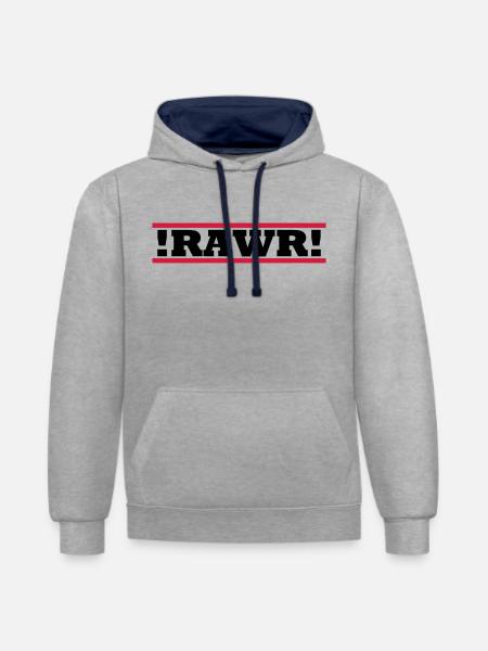 RAWR - Kontrast-Hoodie - Grau meliert/Navy