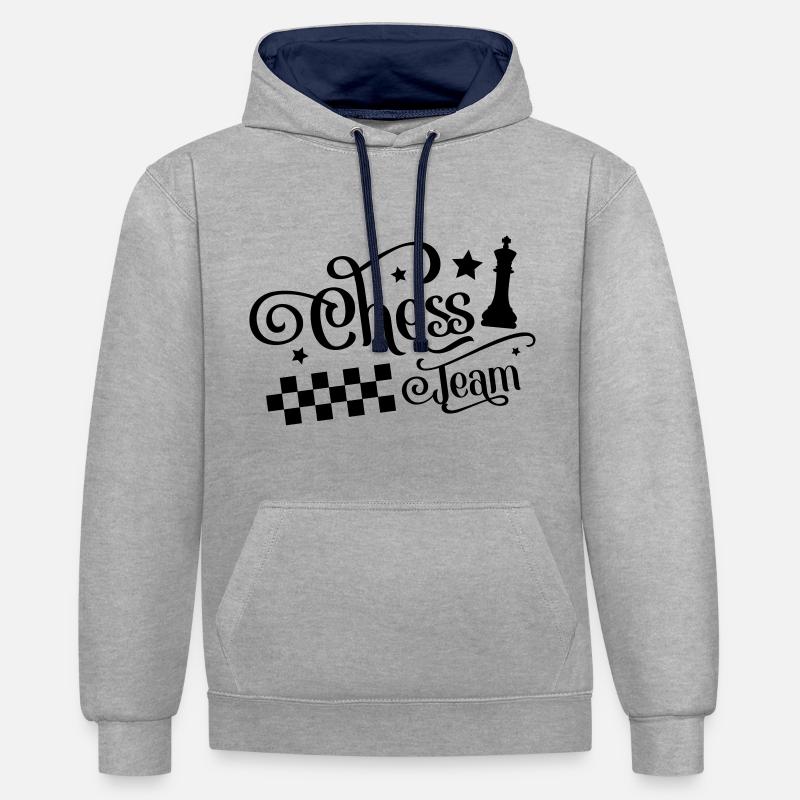 chess team - Sweat à capuche contrasté - gris chiné/bleu marine