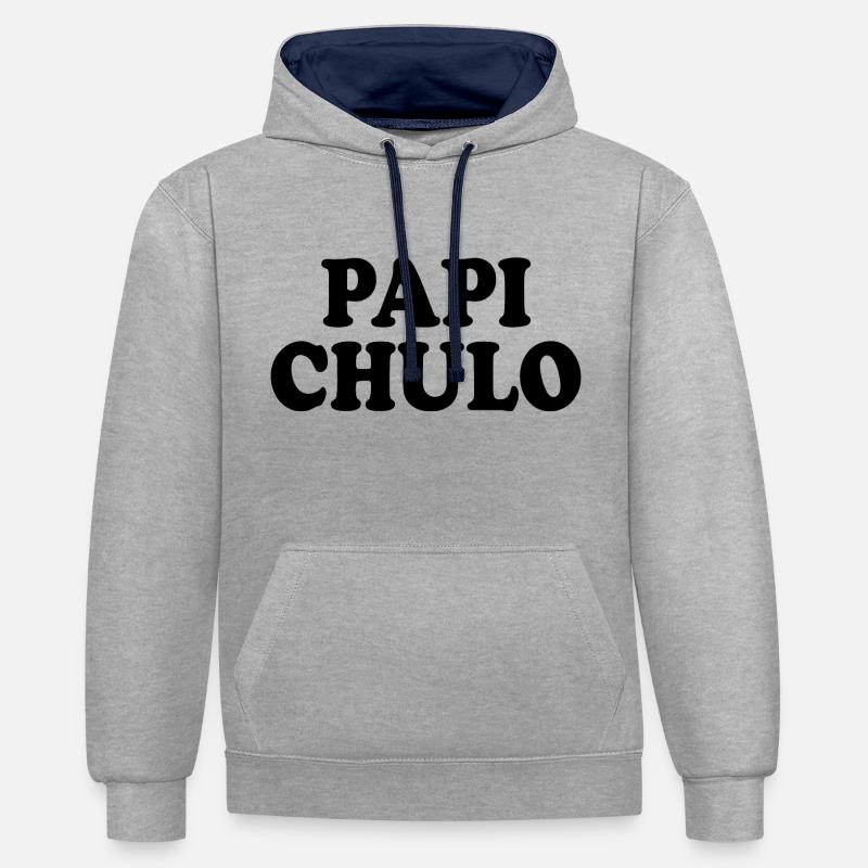 Papi chulo - Sweat à capuche contrasté - gris chiné/bleu marine