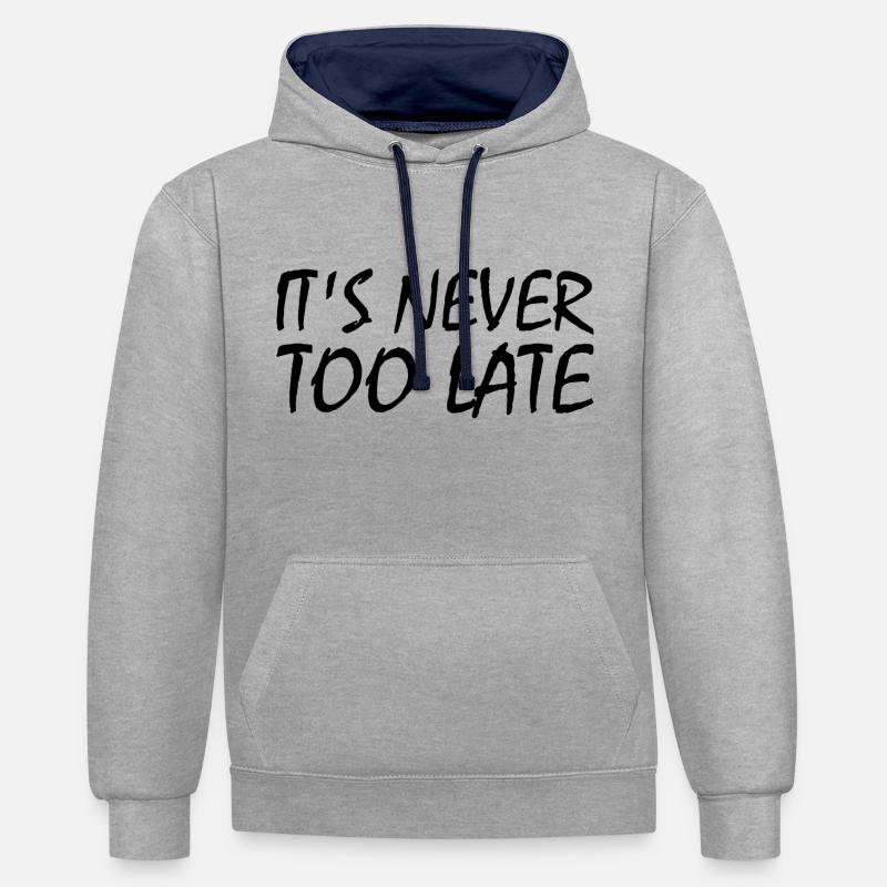 It's never too late - Sweat à capuche contrasté - gris chiné/bleu marine
